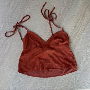 WeWoreWhat Rust Orange Tie-Strap Top